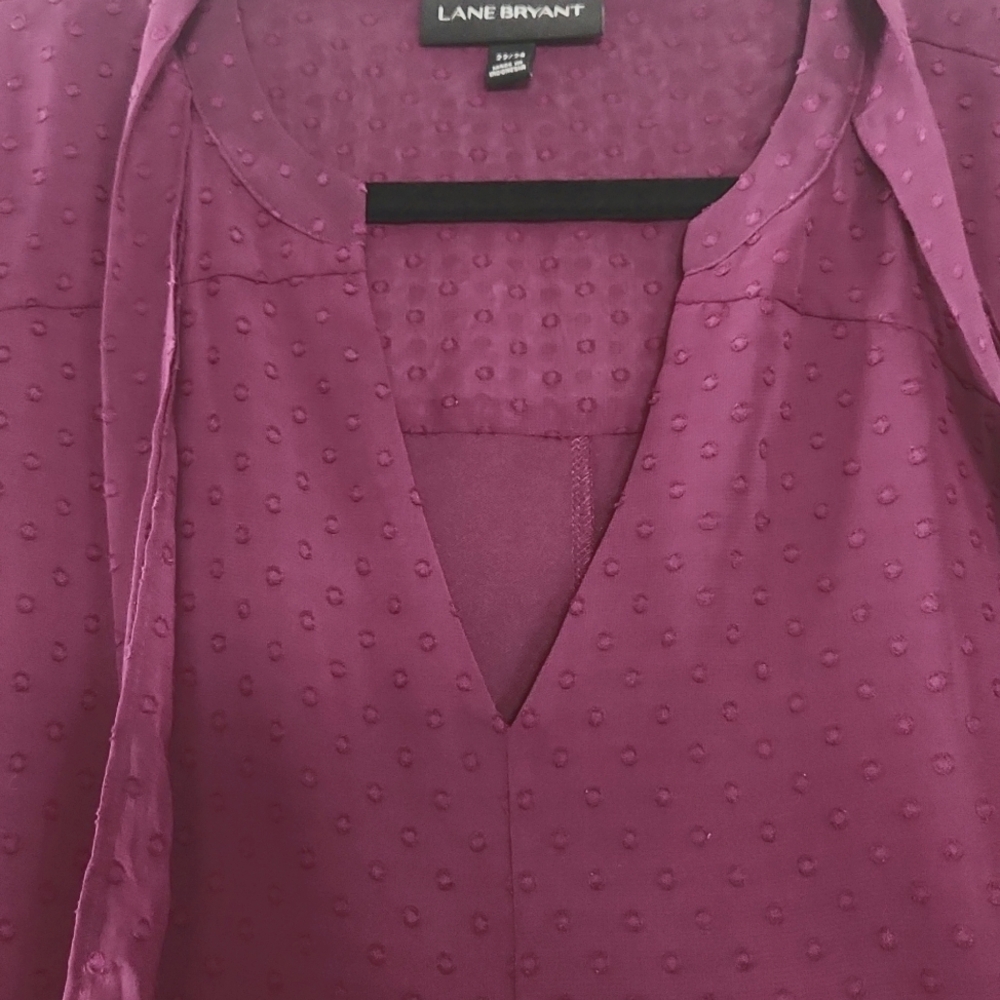 LANE BRYANT | Neck Tie Sheer Swiss Dot Blouse - Picture 5 of 9